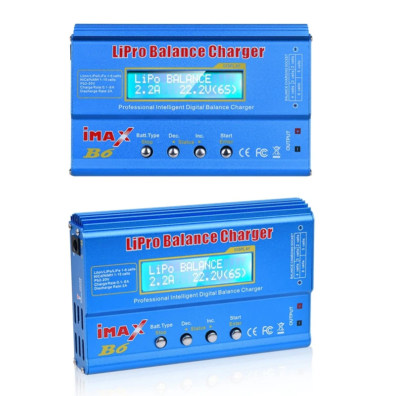 

HTRC IMax B6 Balance Charger 80W 6A Model Li-Po/Li-Fe/Ni-MH/Li-Lon/Ni-Cd/PB Battery Charger T Plug with 15V/66A Adapter