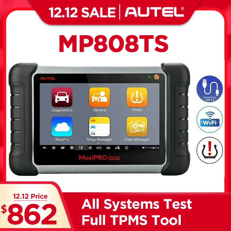 Autel MaxiPRO MP808TS OBDII диагностический инструмент wifi Bluetooth OBD2 сканер полный TPMS сервис TPMS активация Программирование PK MS906BT