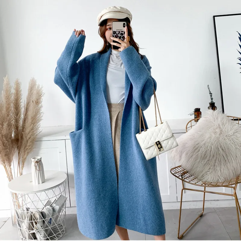 

TVVOVVIN 2020 Alpaca Knit Cardigan Jacket Women Autumn And Winter New Wild Mid-length Sweater Loose And Thick PC285