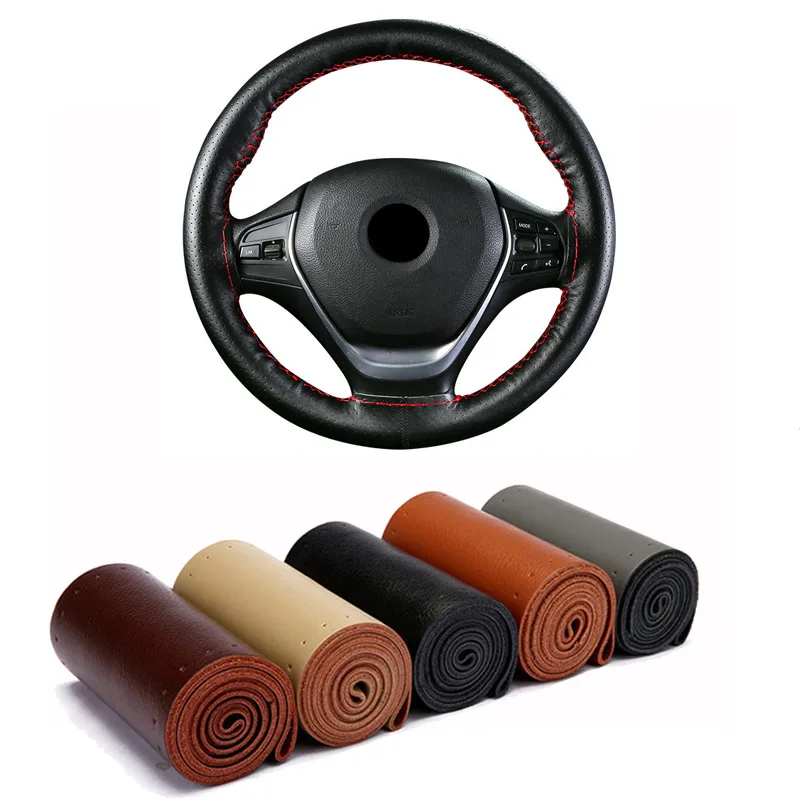 

38cm Car steering wheel cover needle and thread Protection cover artificial leather soft cover decoration Auto accessories
