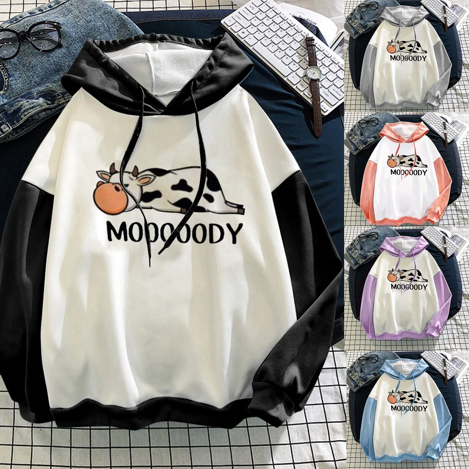 Plus Velvet Sweatshirts Women White Women's Gown With A Hood Hoodies Ladies Long Sleeve Casual Hooded Oversized Pullovers Tops