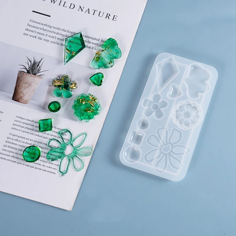 

Crystal Epoxy Resin Mold Earrings Pendant Casting Silicone Mould DIY Crafts Jewelry Making Tools