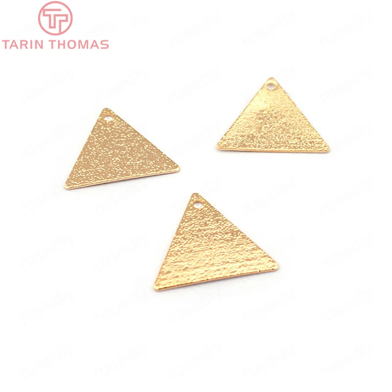 

20PCS 15*13MM thickness 0.5MM 24K Gold Color Brass Frosted Triangle Charms High Quality Diy Jewelry Findings Accessories
