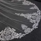 Длинная свадебная фата с гребнем, двухслойная Фата цвета слоновой кости для невесты, свадебные аксессуары, 2T, 3 метра