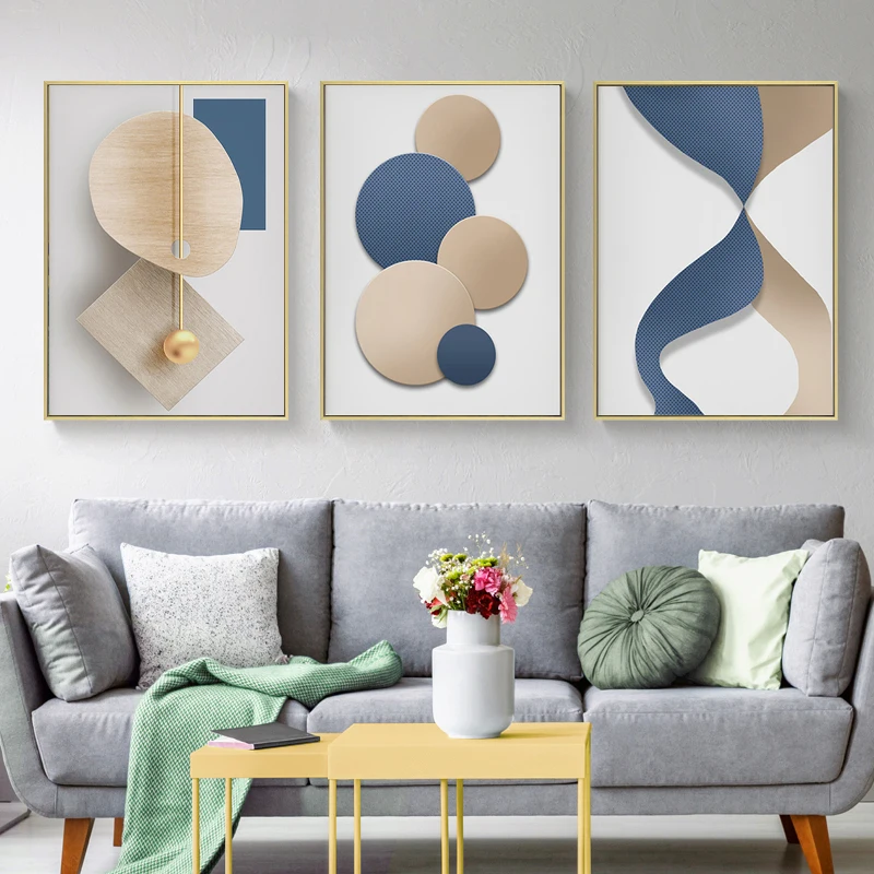 

Abstract Blue White Geometric Canvas Painting Posters and Prints Nordic Wall Art Pictures Bedroom Living Room Home Decoration