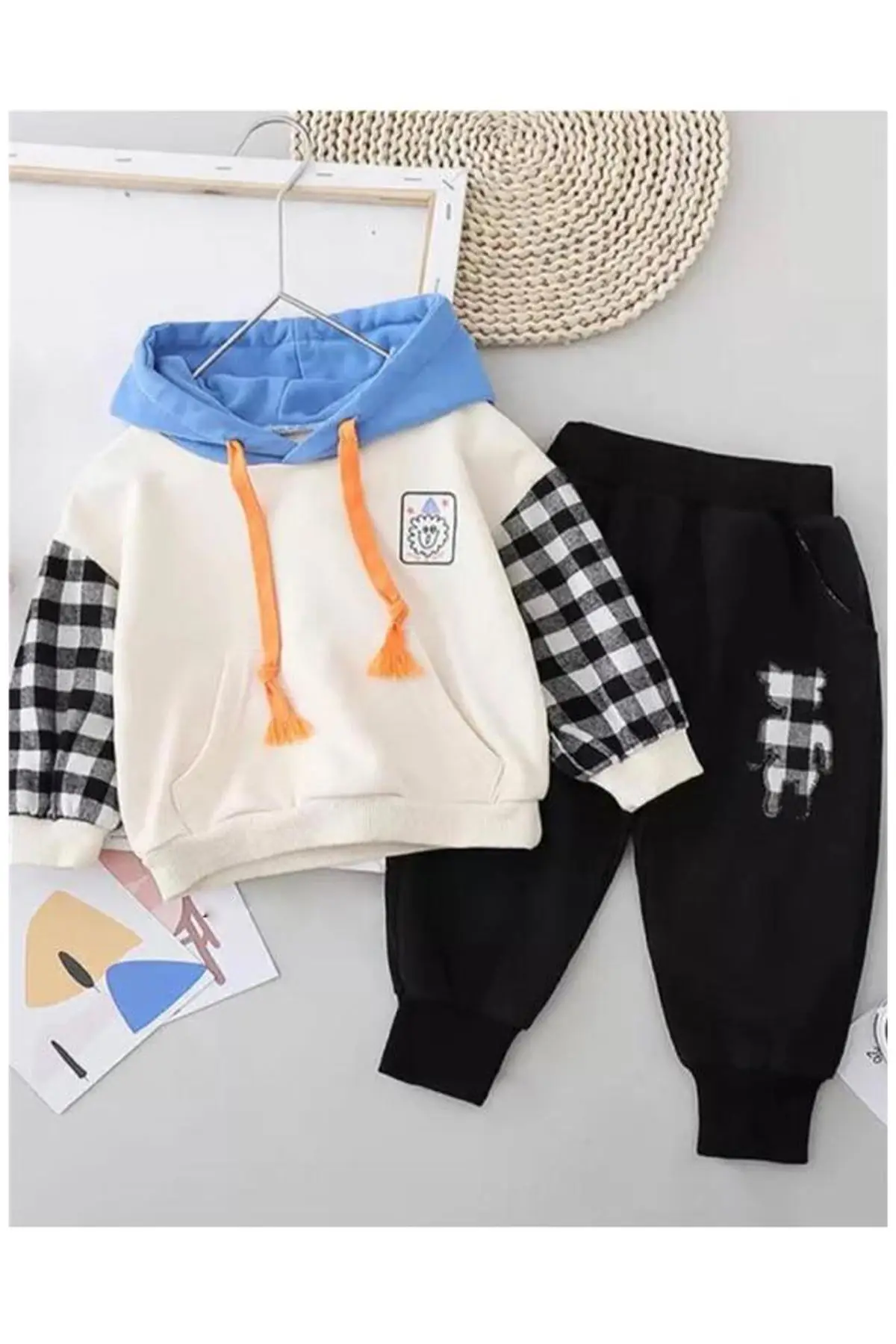 

Colorful Baby Boy Seasonal suit Hooded 2-piece Set Cotton Babies Boys 2021 Spring Summer Clothing Models