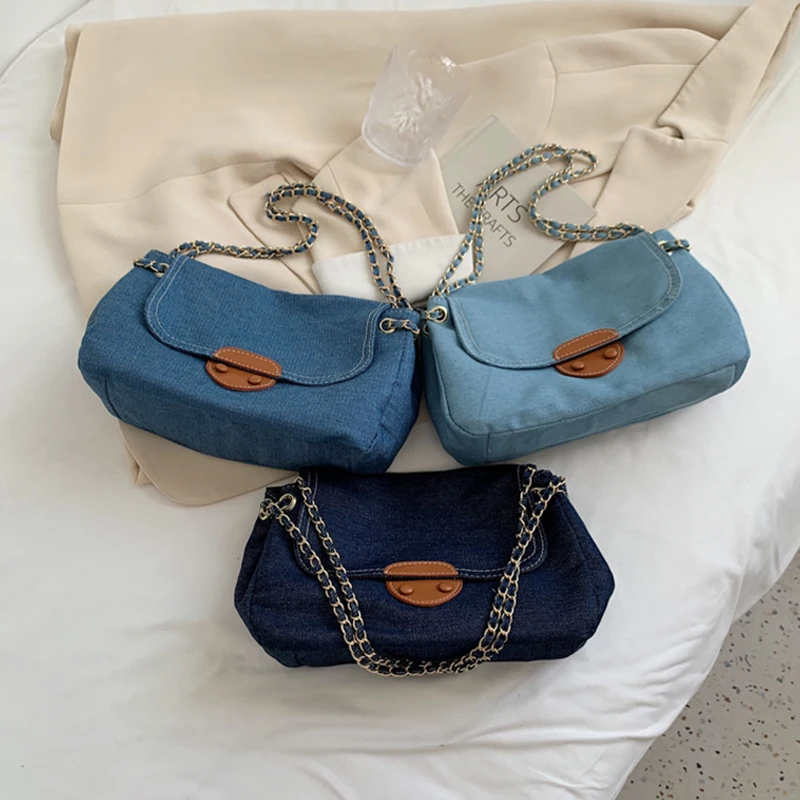 

Fashion Cowboy Women Underarm bag Casual Shoulder Bag 2021 New Simplicity Shopping Handbag Tote Bag Female Storage Clutch Bag