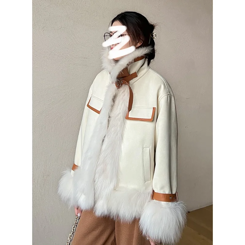 LUXUV Fahion New Sweet Vintage Coat Japanese Style Double Pockets Woman Jacket 2022 Warm Fur Collar Zip Femme Tops Design Lady