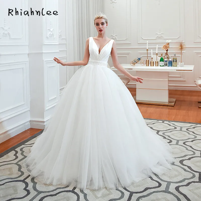 Простые Свадебные платья без рукавов с глубоким v образным вырезом свадебные