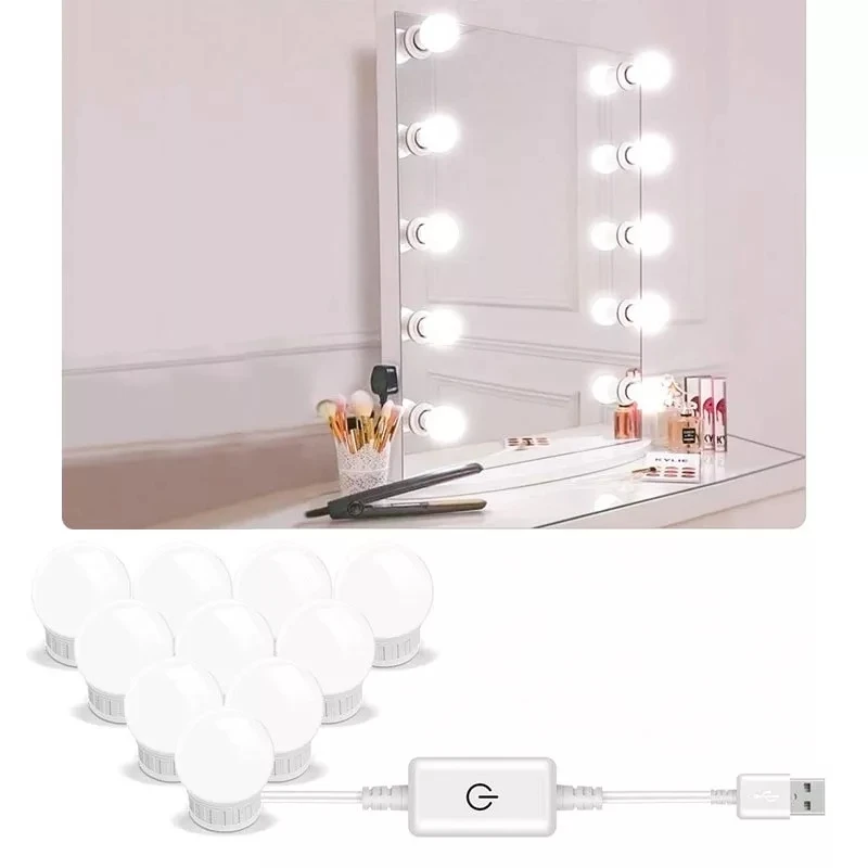 

USB LED 5V Makeup Lamp Wall Light Beauty 14 Bulbs Kit For Dressing Table Stepless Dimmable Hollywood Vanity Mirror Light
