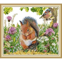 joy sunday cross stitch printed squirrel and bird paintings1114ct needlework cross stitch sets for embroidery kits home decor