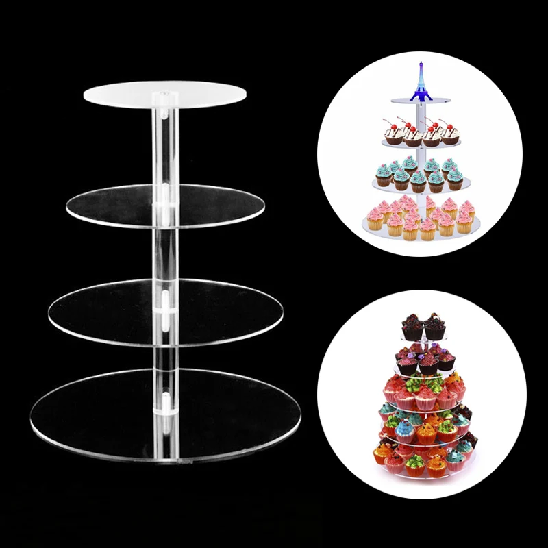 

3/4/5 Tier Acrylic Wedding Cake Stand Crystal Cup Cake Display Shelf Cupcake Holder Plate Birthday Party Decoration Stands