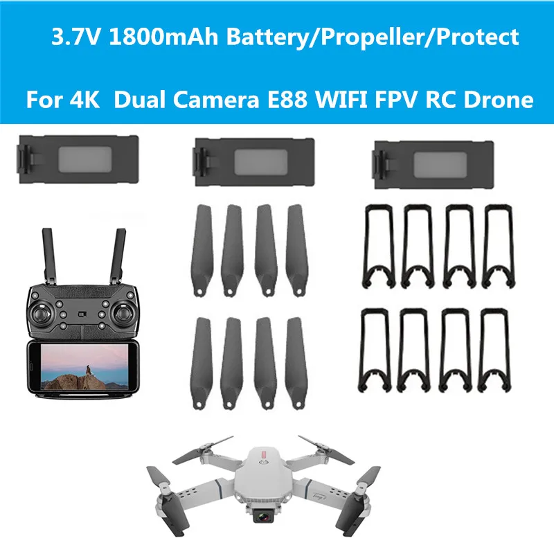 E88 4K Двойная камера WIFI FPV RC Дрон батарея запасная часть 3 7 V 1800mAh батарея/пульт