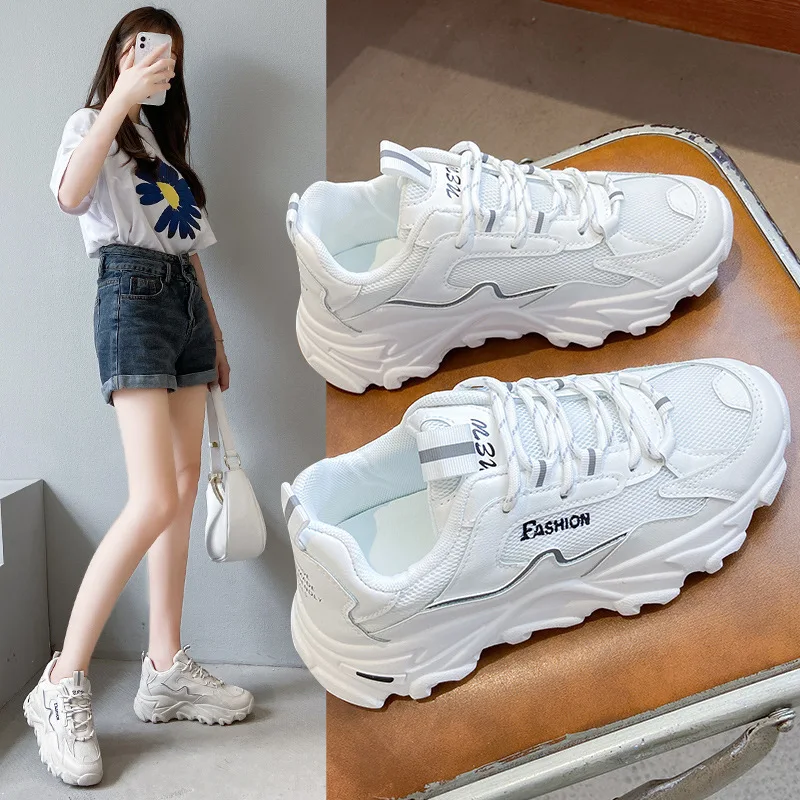 

Women's Vulcanize Shoes Platform Chunky Sneakers 2021 Women Sports Shoes Breathable Casual High Sneaker Women Vulcanize Sneakers