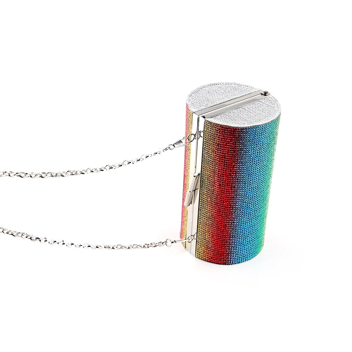 

Rhinestones Women Evening Bags Rainbow Hald-moon Party Dinner Handbags Wedding Clutch Purse Chain Shoulder Bags