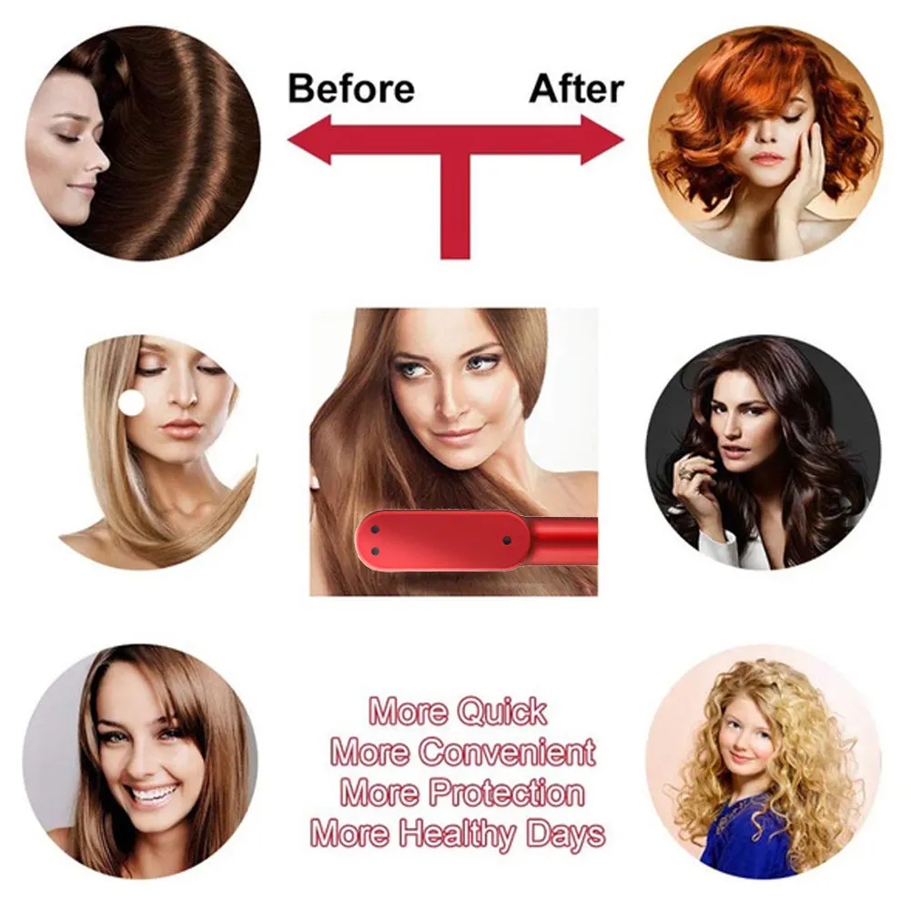 

Hair Straightener Brush USB Heating Portable Electric Hair Curler Rollers Hair Curling Rods Hair Rollers Hairstyling Tools