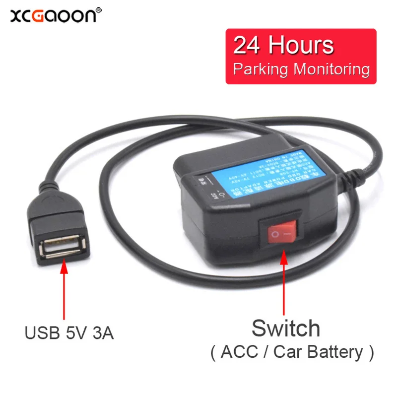 XCGaoon 24 часа мониторинг парковки автомобиля OBD хардстрид комплект зарядный кабель