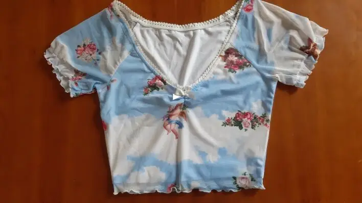 Футболка с треугольным вырезом прозрачные сетчатые брюки принтом Angel комплект из