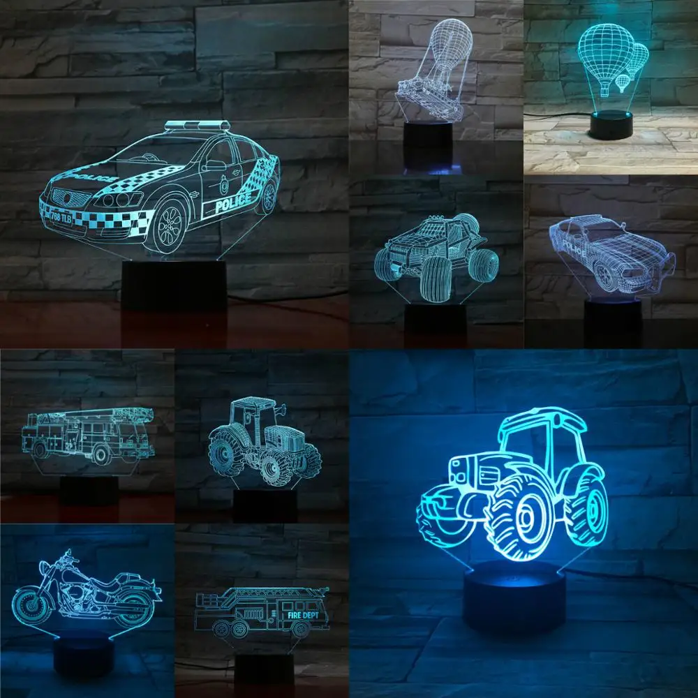 3D USB автомобильный мотоцикл лампа песочный трактор горячий воздух баллон Ночной