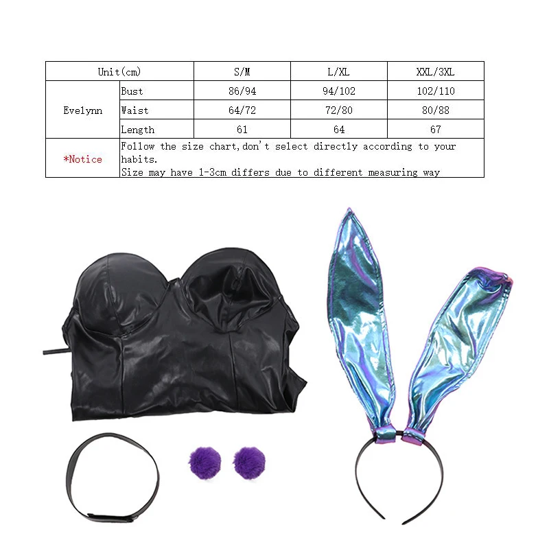 

RANMO Game LOL KDA Evelynn Cosplay Costume Sexy Bunny Girl Jumpsuit Halloween Women Swimsuit Full Set