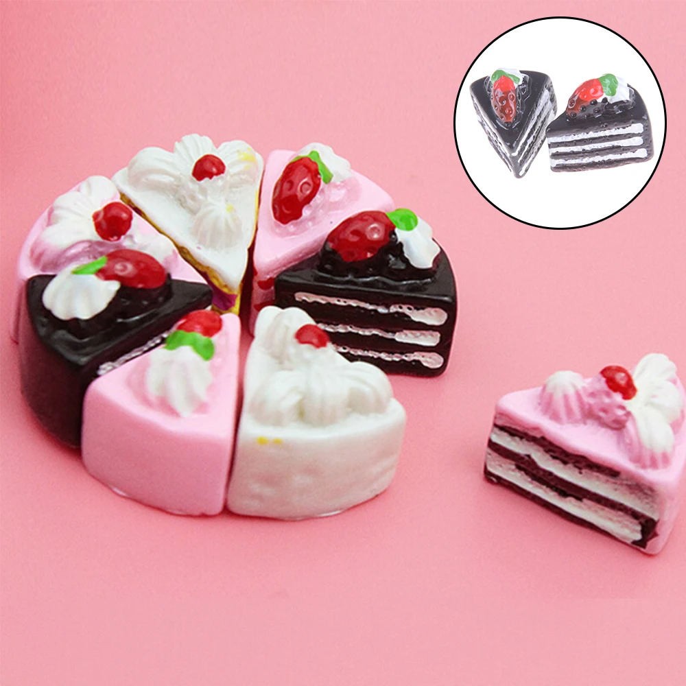 10PCS Cute Kawaii Flat Back DIY Miniature Artificial Fake Food Cake Resin Cabochon Decorative Craft Play Doll House Toy 4Styles | Игрушки и