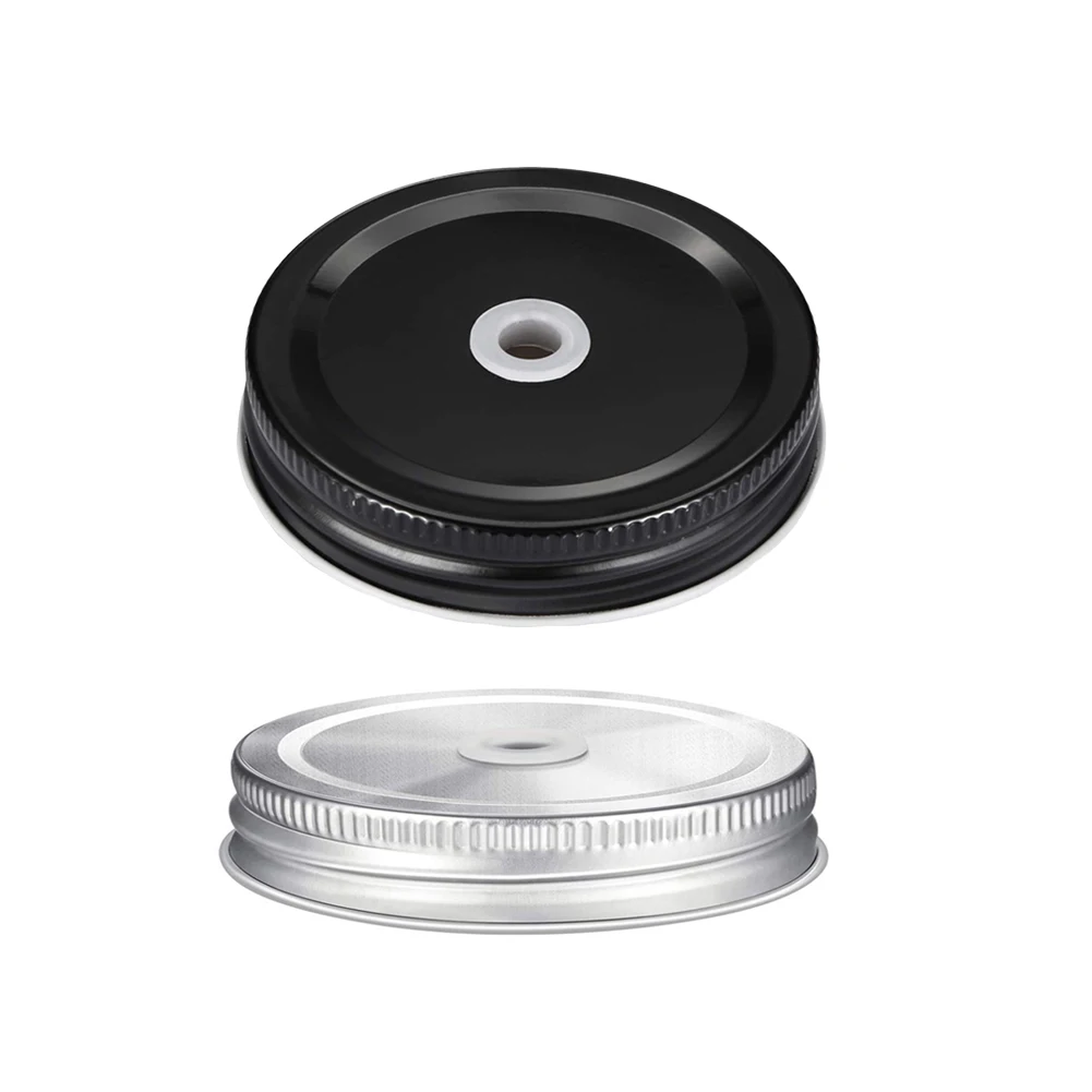 

Mason Jar Lids Reusable Leak-Proof Seal Canning Jars Lid With Caps Regular Mouth Bottle Cap Hole Lid
