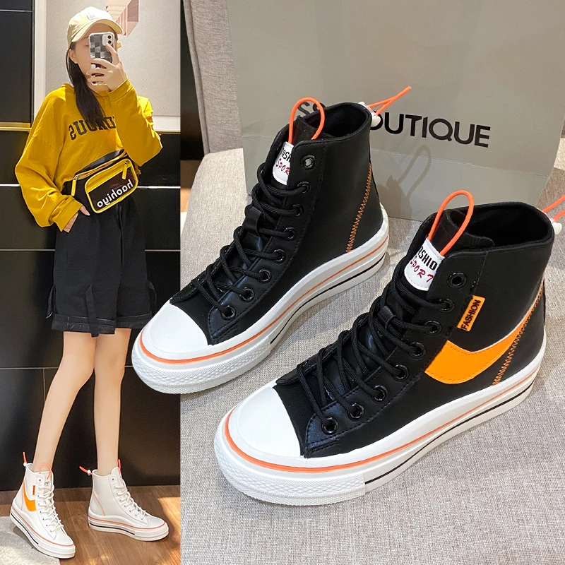 

Зима 2021, новинка, мягкая кожа, верхняя часть, маленькая белая обувь, женская толстая подошва, повседневная кожаная верхняя обувь для студент...