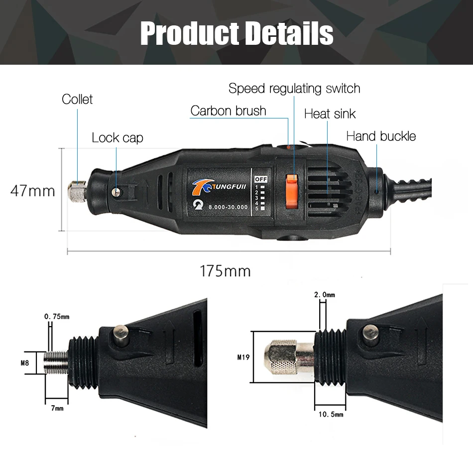 Tungfull Dremel Стильный Электрический Роторный инструмент с переменной скоростью мини-дрель инструмент для полировки ГРАВИРОВКА СВЕРЛЕНИЕ с гибким валом резка