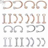 12pcslot women stainless steel nose ring septum labret cartilage eyebrow rings snag tragus helix earring piercings body jewelry