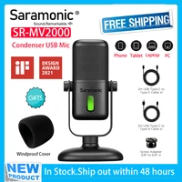 saramonic condenser recording microphone usb tabletop studio mic for smartphone pc laptop realtime monitoring vlog live gaming
