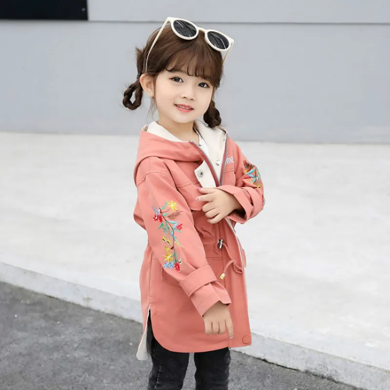 Spring Autumn Jackets for Girls Teenage Fashion Kids Girl Jacket Hooded Windbreaker Children Baby Trench Coat | Детская одежда и