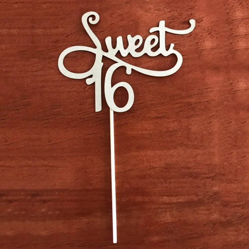 С Днем Рождения сладкий 16 золото монограмма торт фигурки жениха и невесты