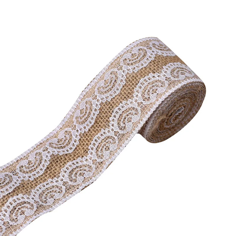 Лента из натурального джута 5 см 2 м/рулон|Кружево| |