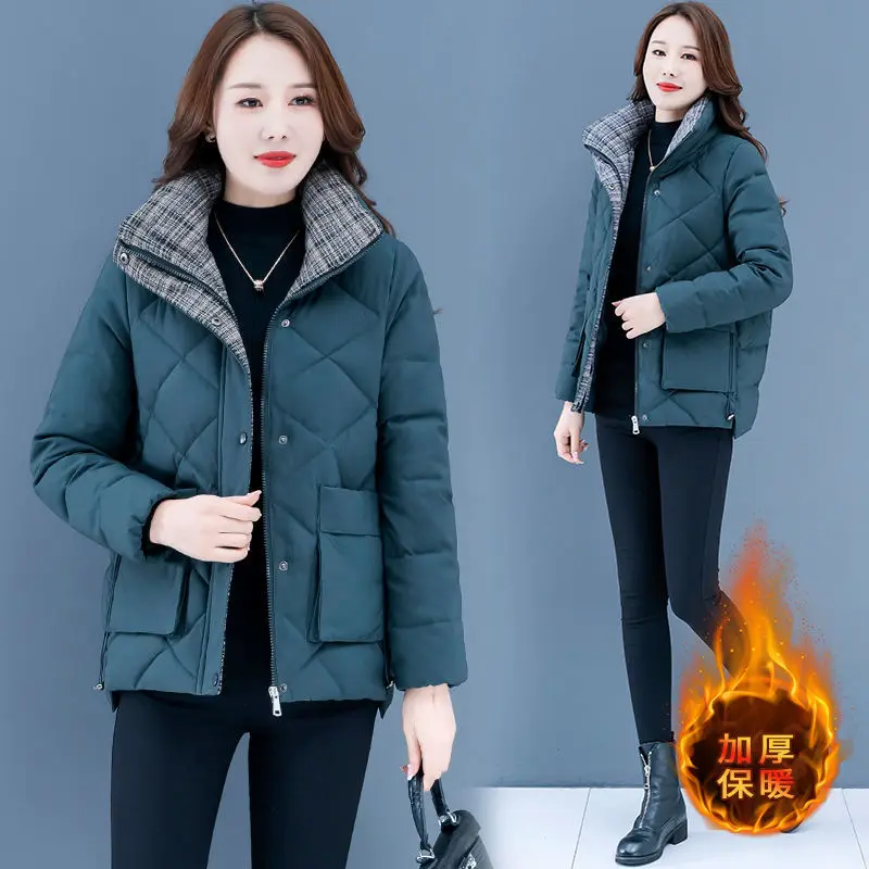 2023 Women Thick Parkas Coats Female Long Sleeve Stand Neck Zipper  Casual Outwears Ladies Warm padded Jackets H882