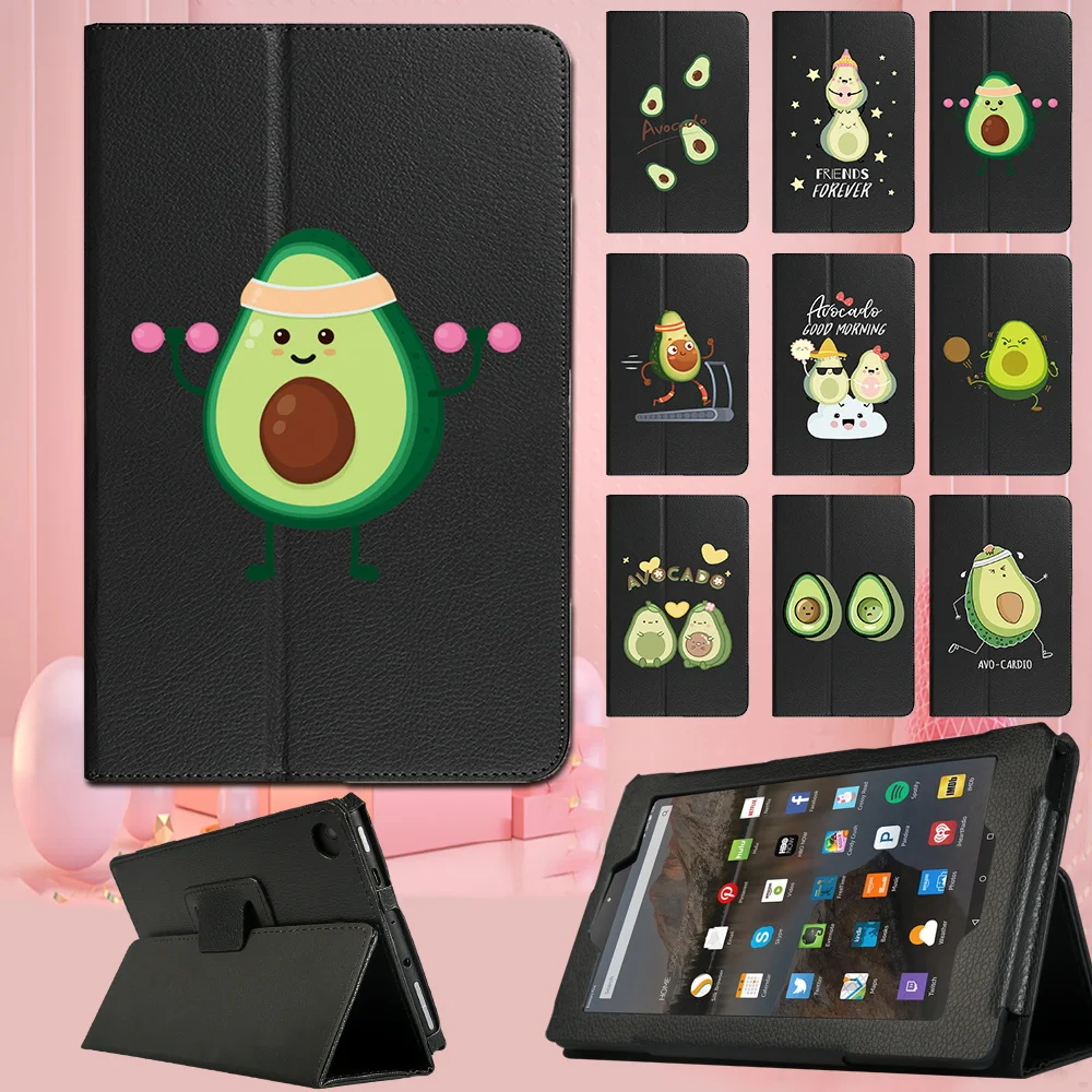 

Tablet Cover Case for Amazon Fire HD 8/HD 10/Fire 7 Dust-proof Avocado Series Leather Stand Back Support Cover Case +free Stylus