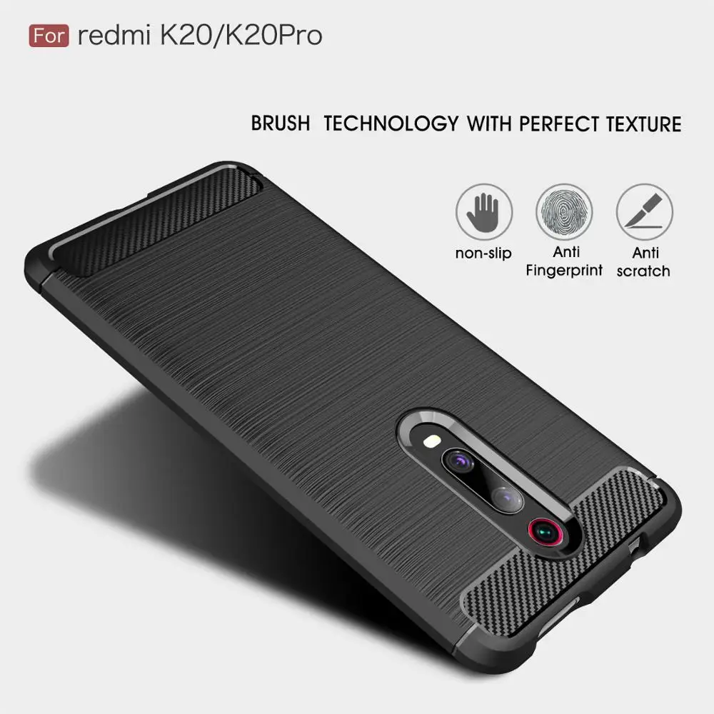 Carbon Fiber Phone Case For Redmi K20 30 Pro TPU Silicone Soft case Anti-Shock for Note6 7 8 10 Cases back cover | Мобильные