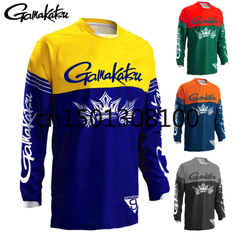 

2021 New GAMAKATSU Fishing Men Clothing Outdoor Sport Fishing Clothes Anti-UV Quick-Dry Breathable Long Sleeve Fishing Shirt