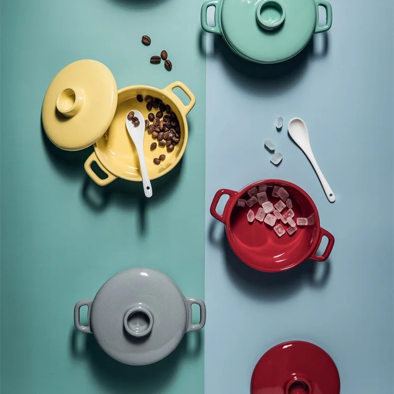 Керамические мини-миски для детского питания чаша выпечки с двойными ушками и