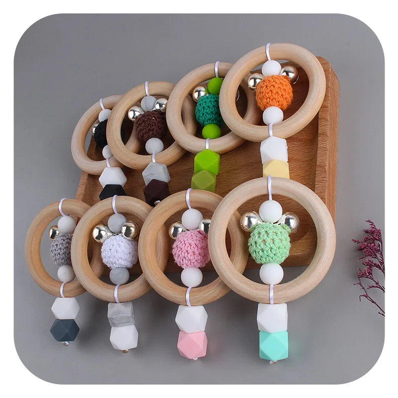 Coskiss-mordedor de madera para beb&eacute;, mordedor de beb&eacute;, juguete para reci&eacute;n nacido para dentici&oacute;n, accesorios de mano para lactancia-2