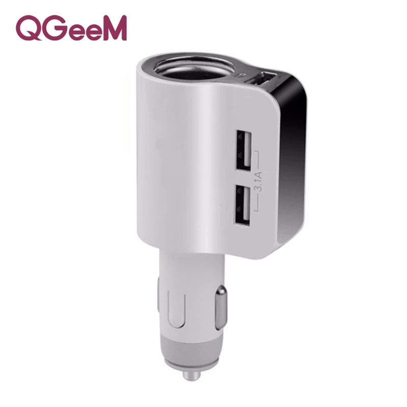 QGeeM 3 USB Автомобильное зарядное устройство 3.1A DC5V прикуриватель адаптер для автомобильного рекордера samsung Xiaomi iPhone зарядное usb-устройство для планшета