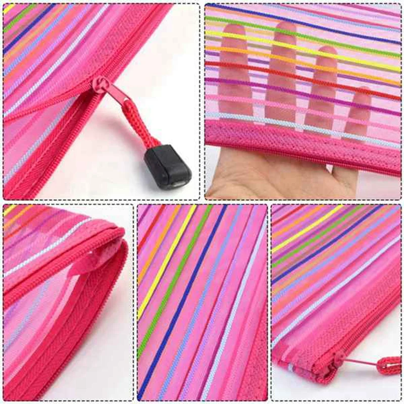 

50 Mesh Zipper Bags Pencil Bags Multifunctional Mesh Bags for Storing Stationery and Office Supplies, About 23X11cm
