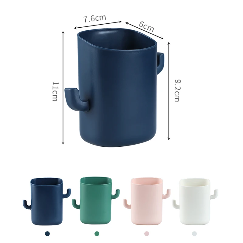 

3/4Pcs Wall-Mounted Toothpaste Toothbrush Holder Cactus Free Punch Bathroom Comb Head Rope Storage Bucket Home Hotel Accessories