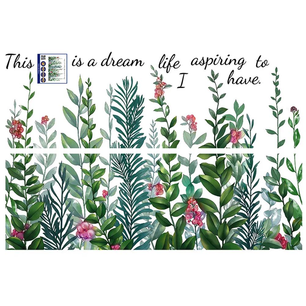 

1 PCS Fresh Tropical Green Plants Flowers Wall Stickers TV Background Home Living Room Wall Decoration