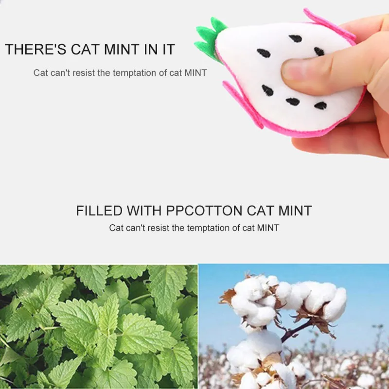 Pet Cute Fruit Shape Plush Toy Cat Chews Teeth Cleans Orange / Mangosteen Dragon Banana 1 | Дом и сад