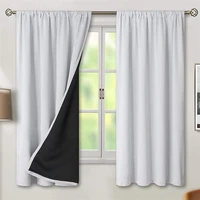 white 100 blackout curtains for living room bedroom thermal insulated window curtain with black liner window blinds ready made