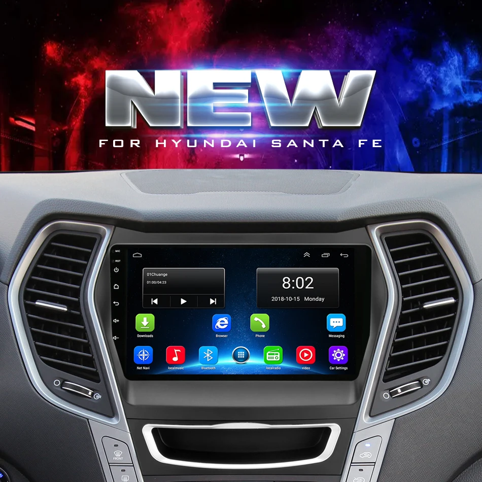 Jansite " Автомобильный радиоплеер для hyundai Santa fe 2013- Авторадио Android 2G+ 32G Сенсорное зеркало-link плееры с рамкой