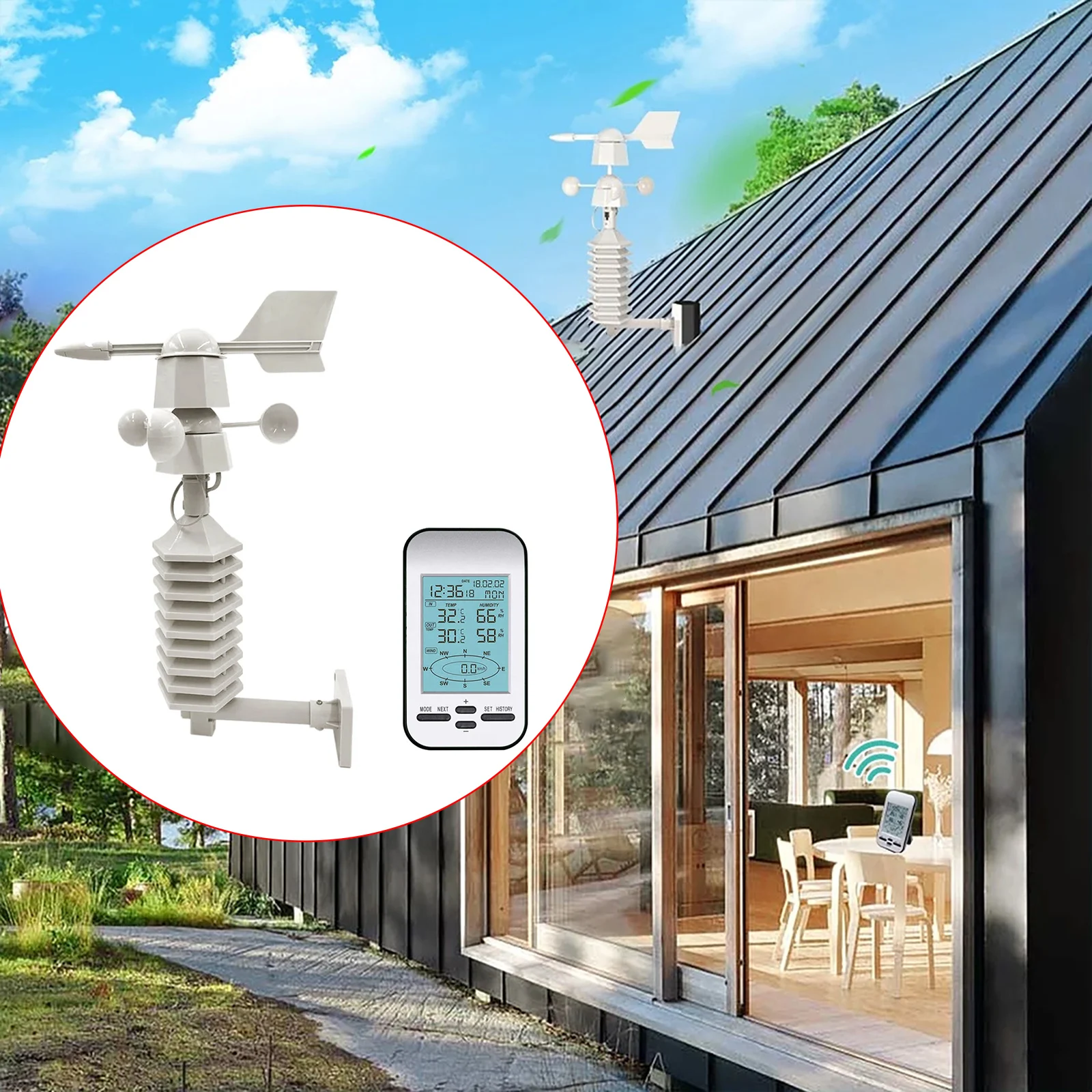 

Professional Wireless Weather Station Anemometer Out Wind Speed Direction Sensor Digital Wind Chill Temperature Humidity Meter