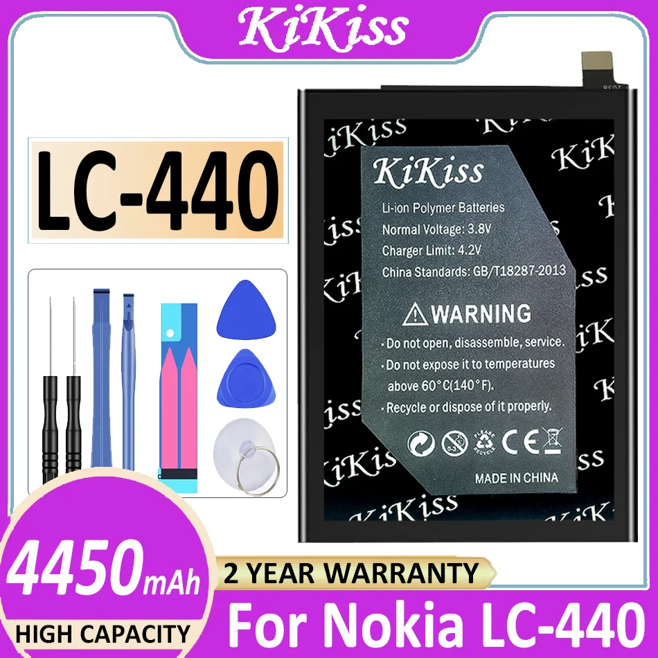 

4450mAh KiKiss LC-440 Replacement Battery for Nokia LC-440 LC440 LC 440 Mobile Cell Phone Battery Bateria + Free Tools