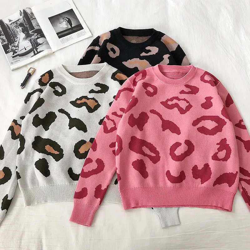 Chic Print Knitted Women Sweaters Sweet Pullovers Casual O-neck Long Sleeve Sweater Females Fashion Cute Tops Winter Jumper | Женская
