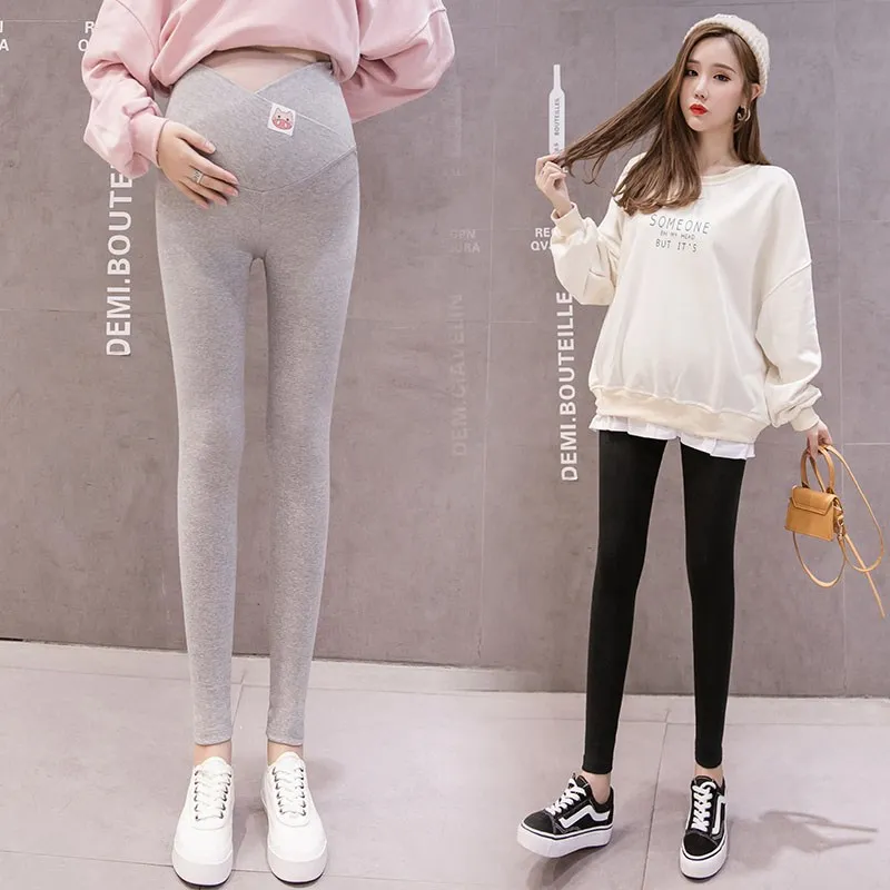 Весенние леггинсы с V-образным вырезом и низкой талией для беременных Осенняя